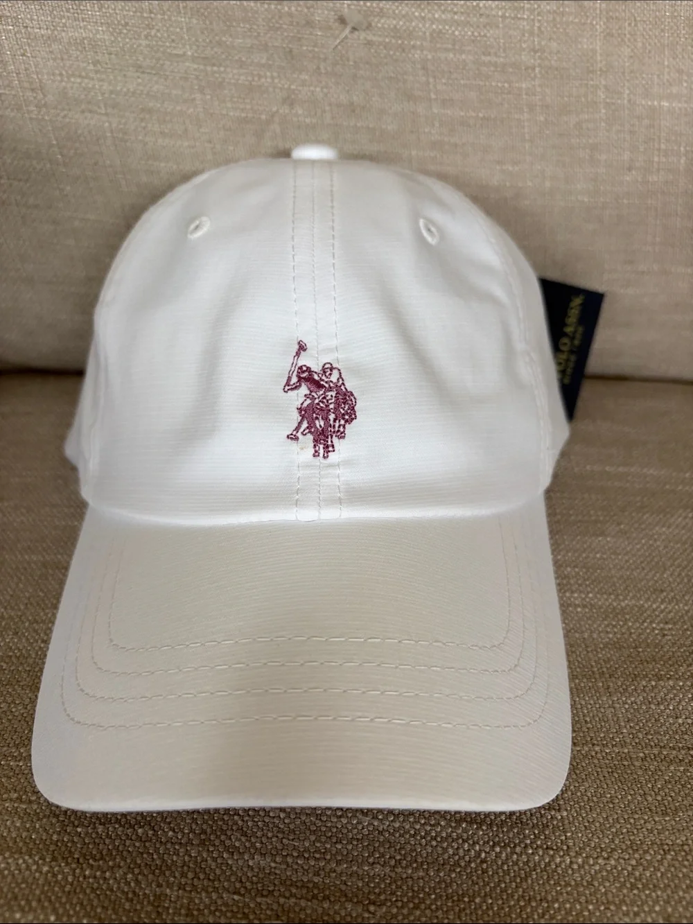 NWT U.S. Polo Assn. White Baseball Cap with Pink Embroidered Logo